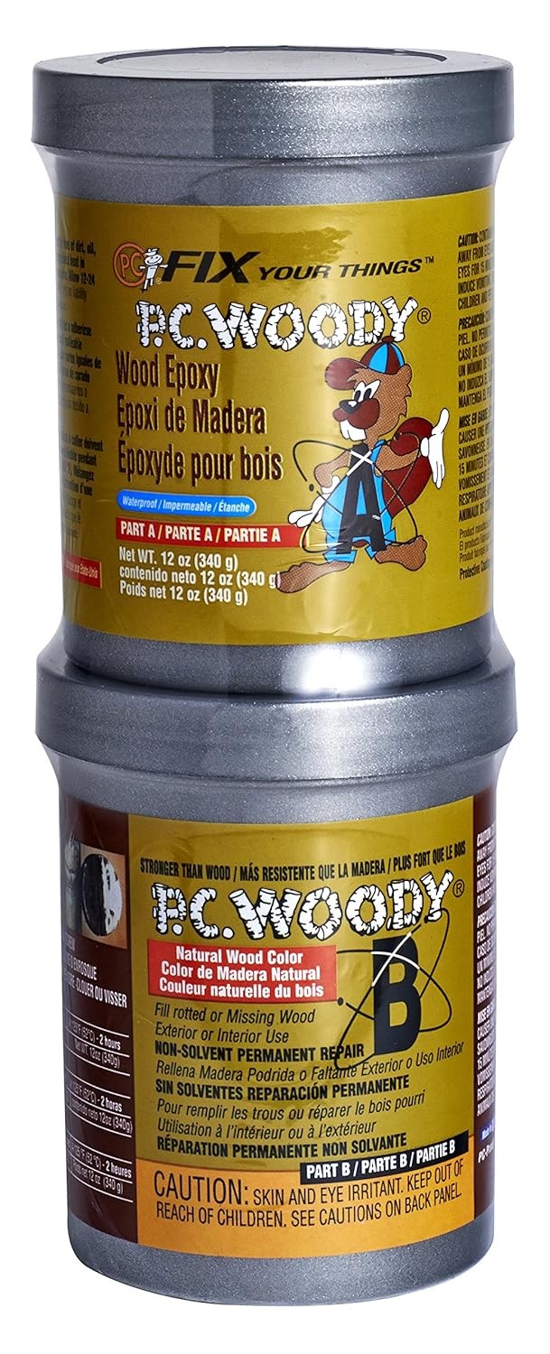 PC Products PC-Woody Wood Repair Epoxy Paste, Two-Part 12 oz in Two 12