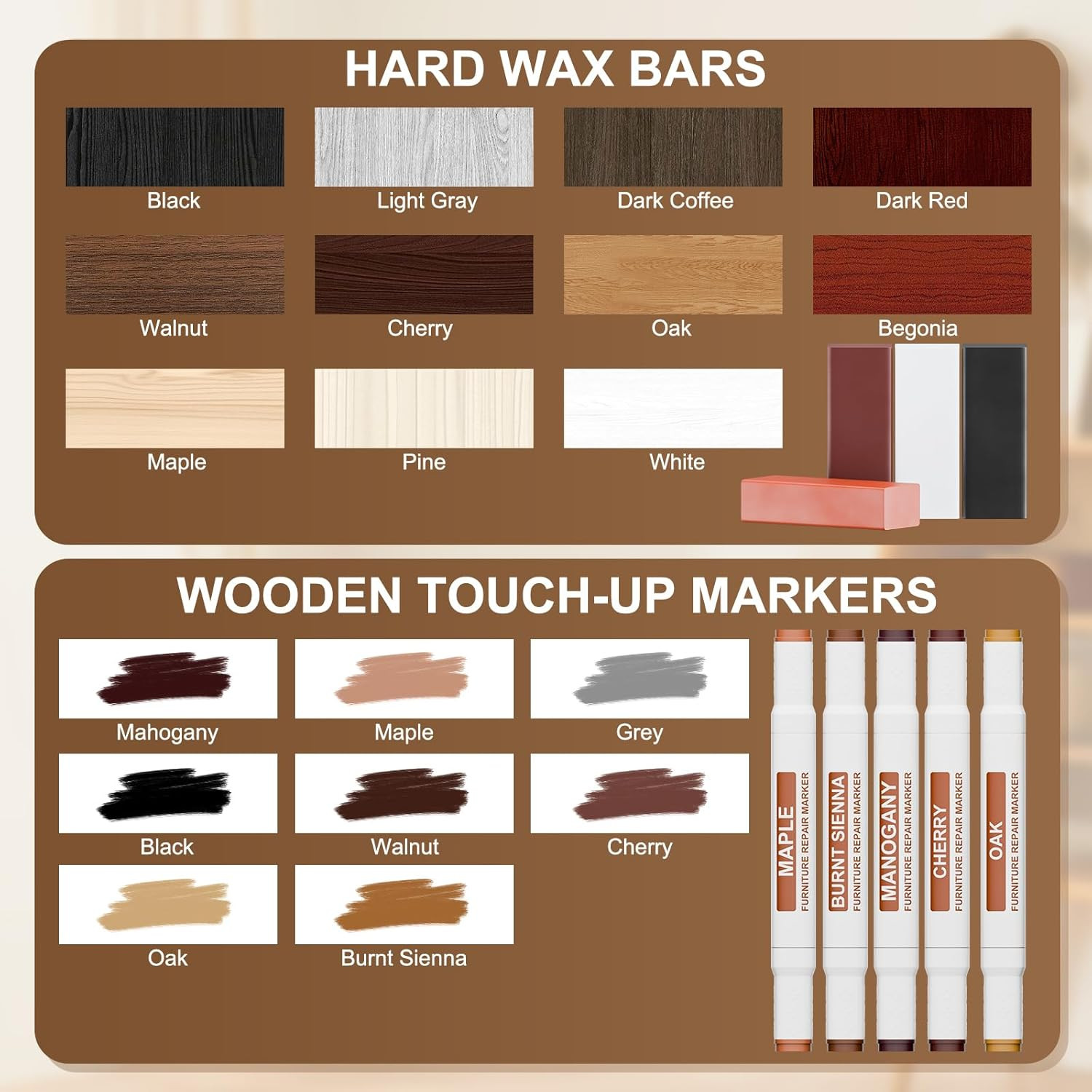 Laminate Wood Floor Repair Kit, Wax Melting Tool with Display, Hard Wax Filler,