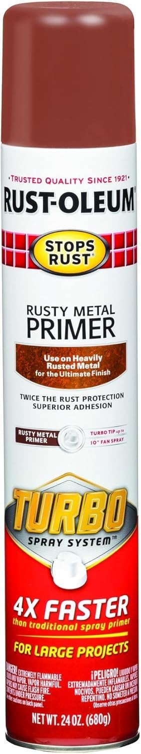 Rust-Oleum Stops Rust Turbo Spray System Rusty Metal Primer, 24 oz, Flat Brown