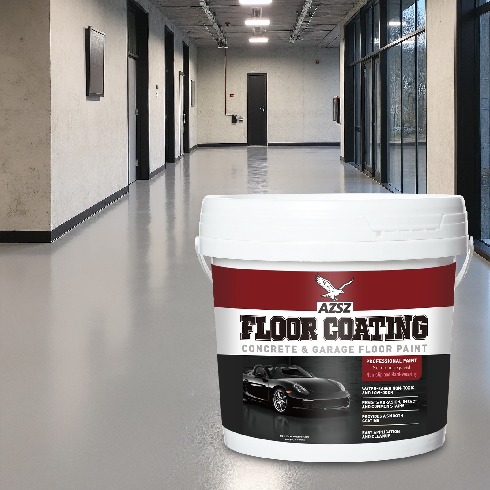 10Gal Acrylic Floor Concrete Paint, Indoor Outdoor Garage Floor Driveway Coating