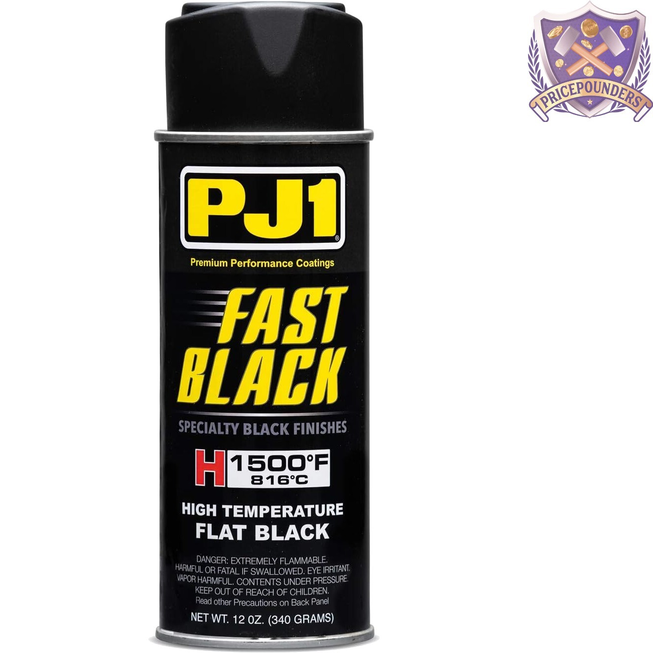 12oz Flat Black Hi-Temp Spray Paint – Durable Rust Protection for Metal