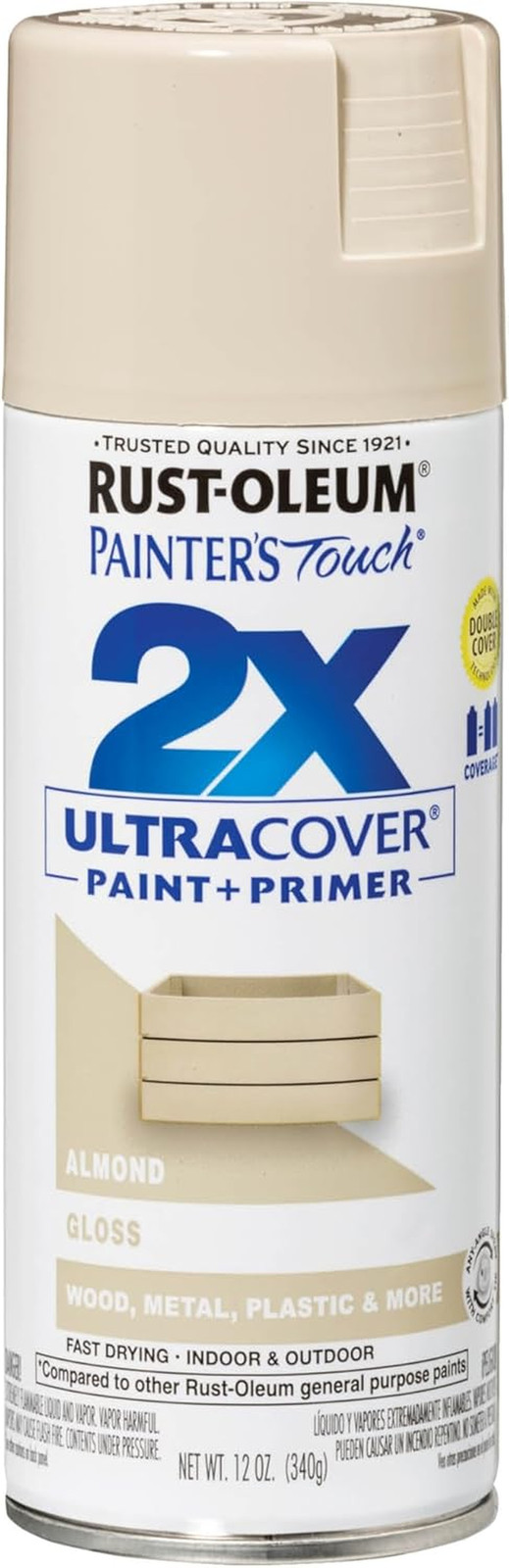 Gloss AlmondSpray Paint 12oz Gloss Finish For Wood Metal Plastic Plaster Ceramic