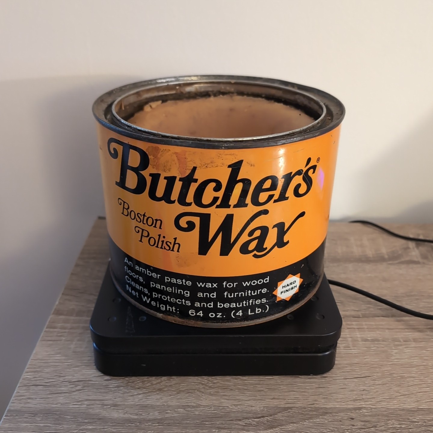 Vintage Butchers AMBER Paste Wax 64 oz (4LBS) Boston Wood Polish Used 70% Full