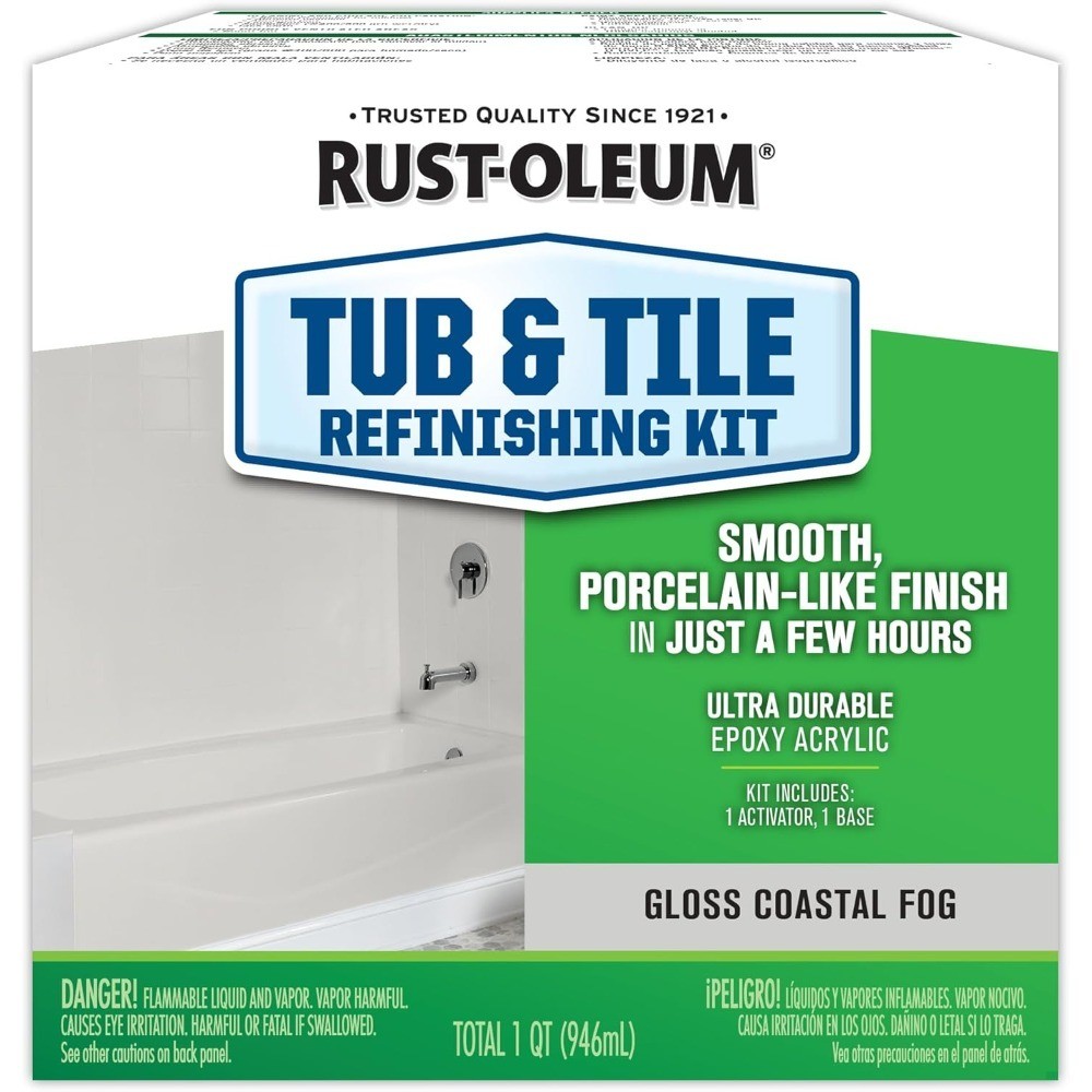 Tub and Tile Refinishing Kit 2 Part Gloss Coastal Fog Paint