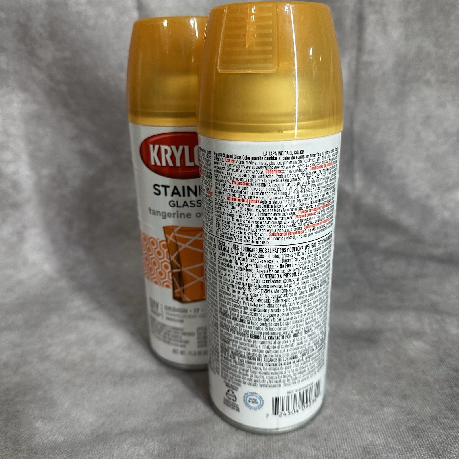 2 Krylon K09034000 Stained Glass Aerosol Paint 11.5 Ounces Tangerine Orange NEW