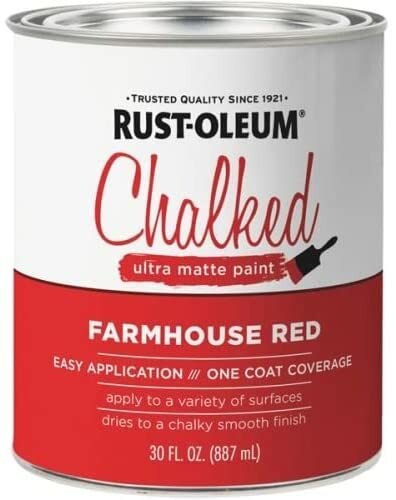Rust-Oleum 329211 Chalked Ultra Matte Farmhouse Red Acrylic Chalk Paint, 1 Quart