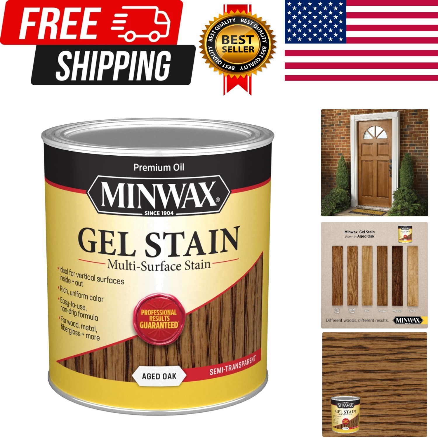 Gel Stain for Interior Wood Surfaces, Quart, Aged Oak