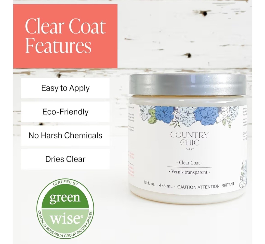 Clear Coat Pint (16Oz) – Eco-Friendly Clear Satin Sheen Top Coat for Chalk Style