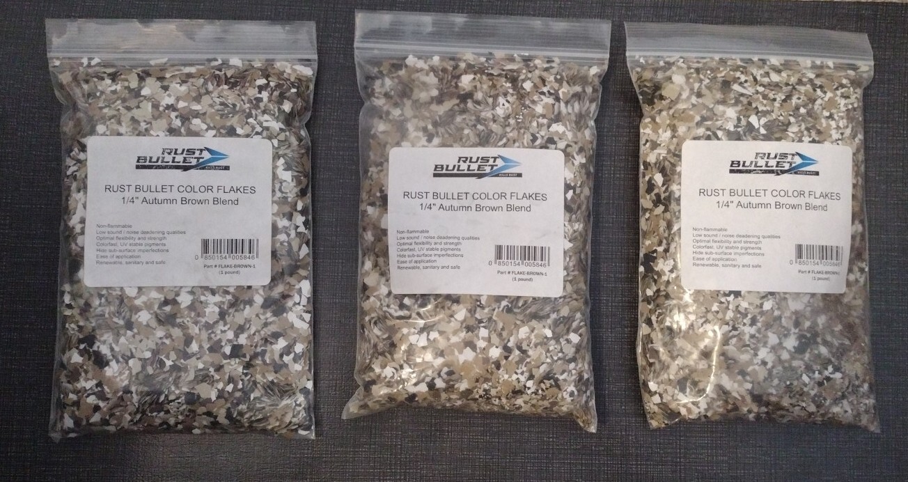 (3) 1 lb RUST BULLET Concrete Floor Color Flakes 1/4″ Autumn Brown Blend