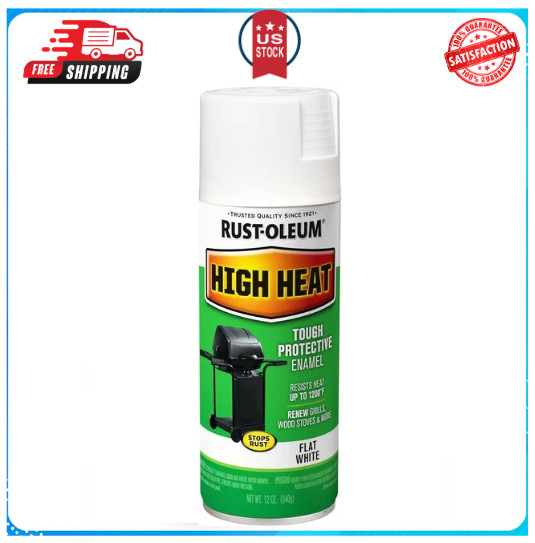 1 Pack Rust-Oleum 7751830-6PK High Heat Enamel Spray Paint, 12 oz, White,