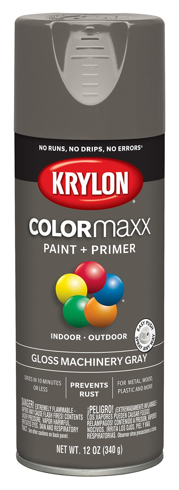 Krylon COLORmaxx 12oz Machinery Gray Spray Paint Fast Dry Rust Protection