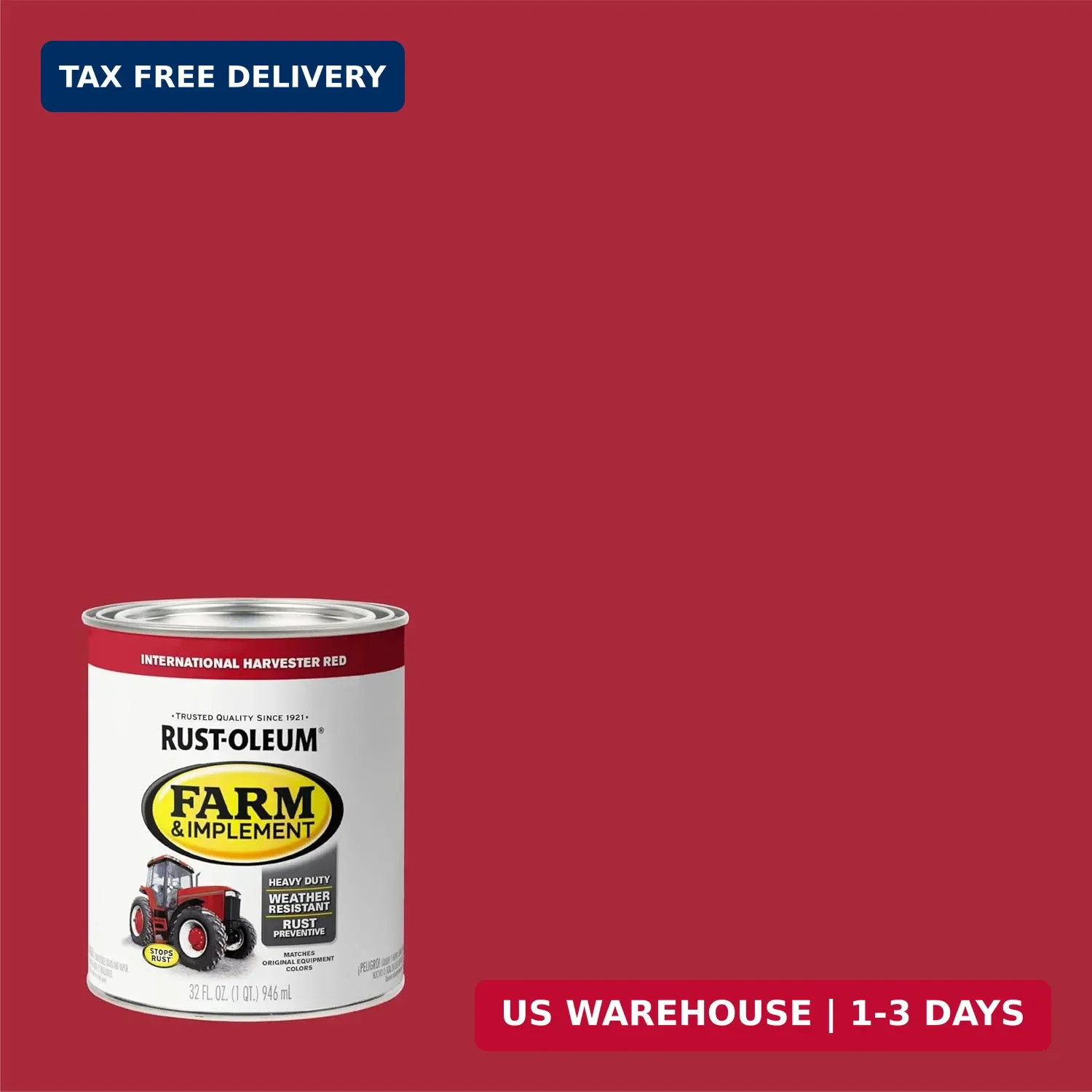 Rust-Oleum 280109 Farm & Implement Enamel Paint, Quart, International Harvester