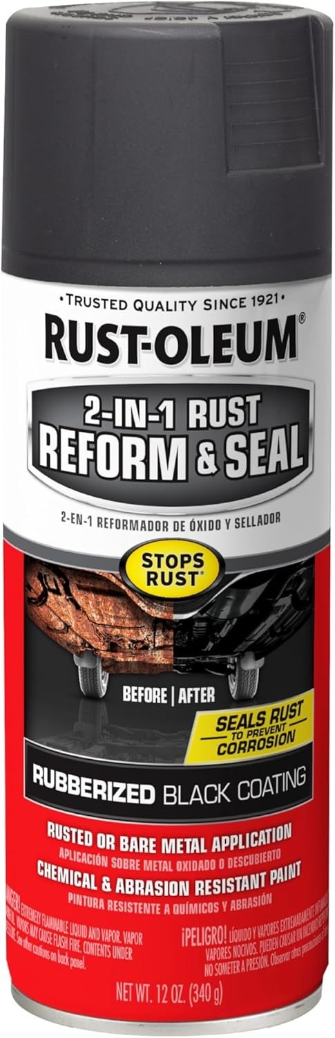 (2 Pack) Black, Rust-Oleum Stops Rust 2 In 1 Rust Reform and Seal Spray, 12 Oz