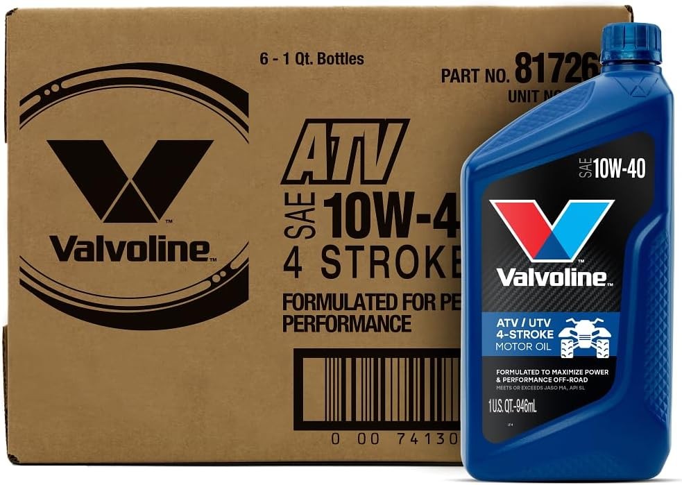Valvoline 4-Stroke ATV/UTV SAE 10W-40 Motor Oil 1 QT, Case of 6