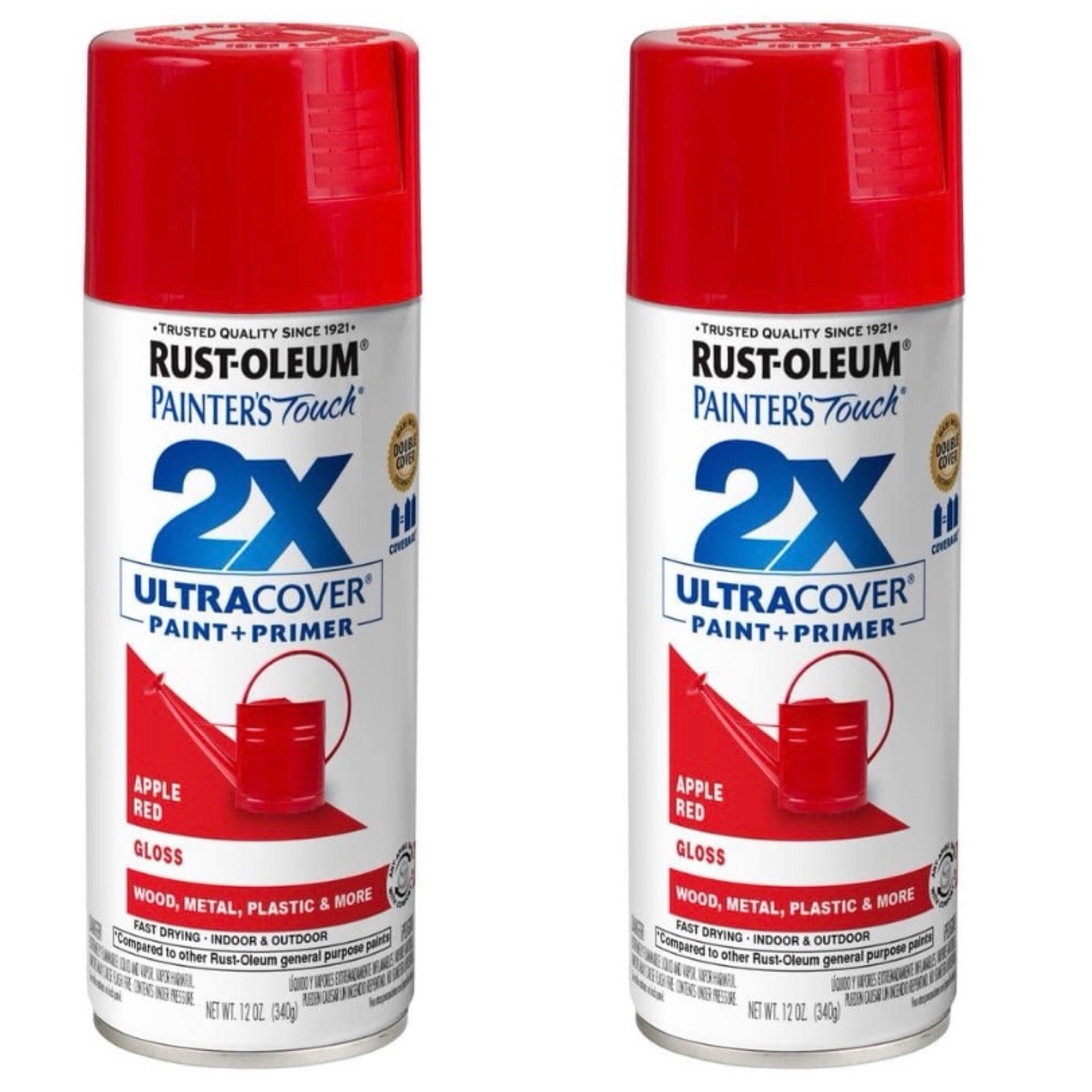 Lot Of Two Rustoleum Gloss Apple Red Spray Paint 12 Oz. 2x Ultra Cover