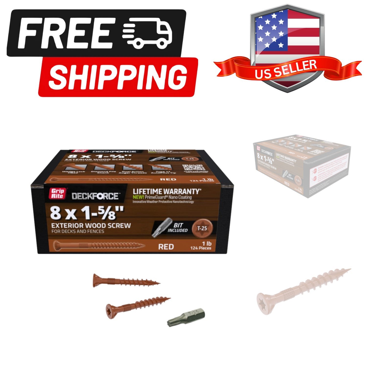 DeckForce Exterior Wood Screws for Decks and Fences – Nano Coated – T-17 Auto…