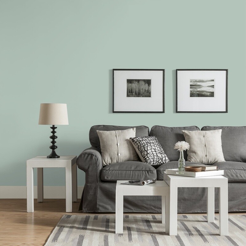 Low VOC Washable Interior Paint Eggshell Good Hide Coverage Light Blue 1Gal wall