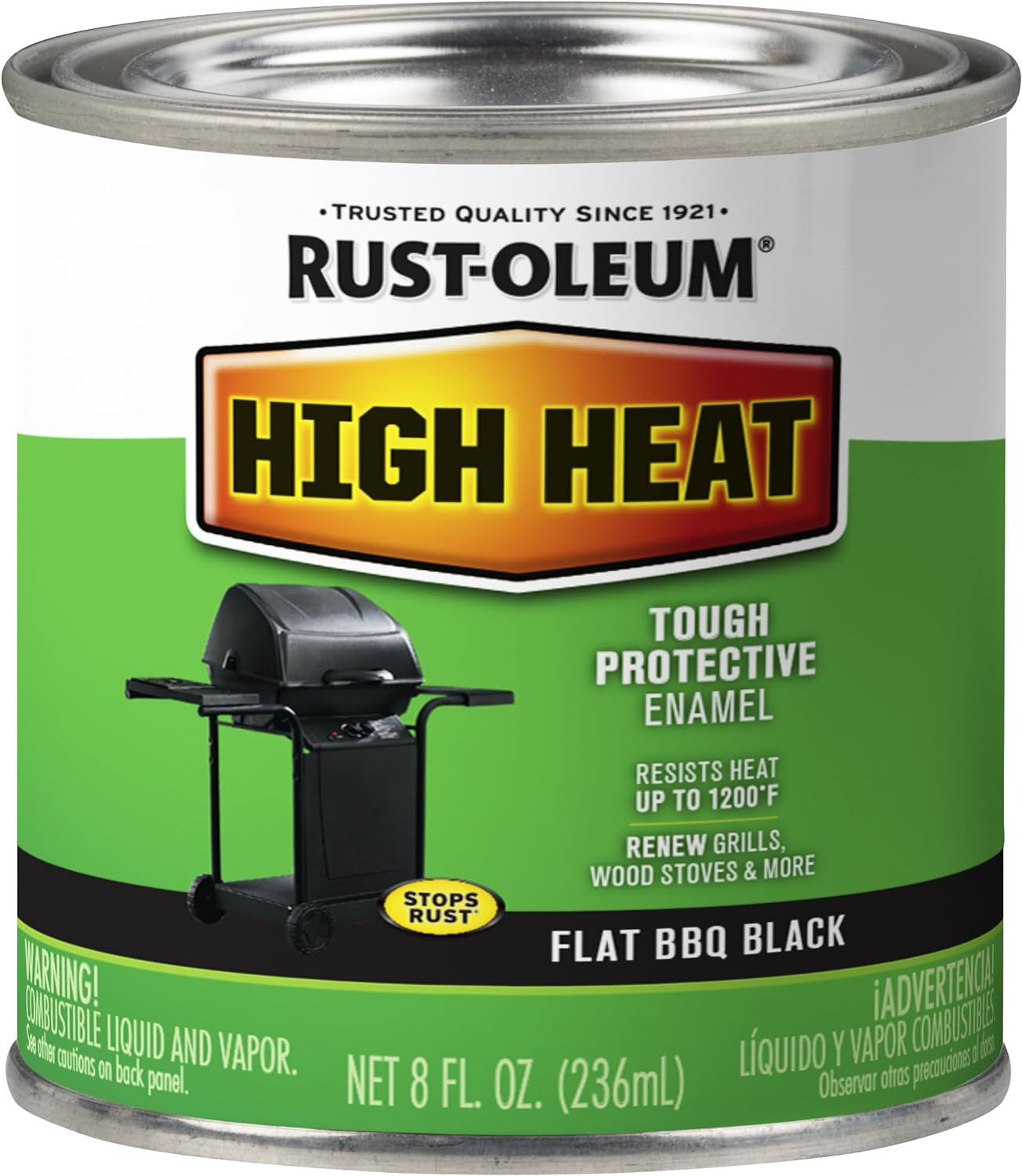 7778730 High Heat Brush Protective Enamel Paint, Half Pint, Flat BBQ Black
