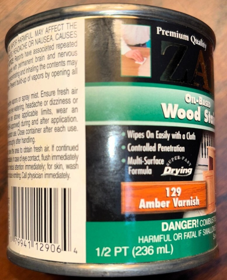 Zar Interior Stain, 129 AMBER VARNISH, 1/2 pint
