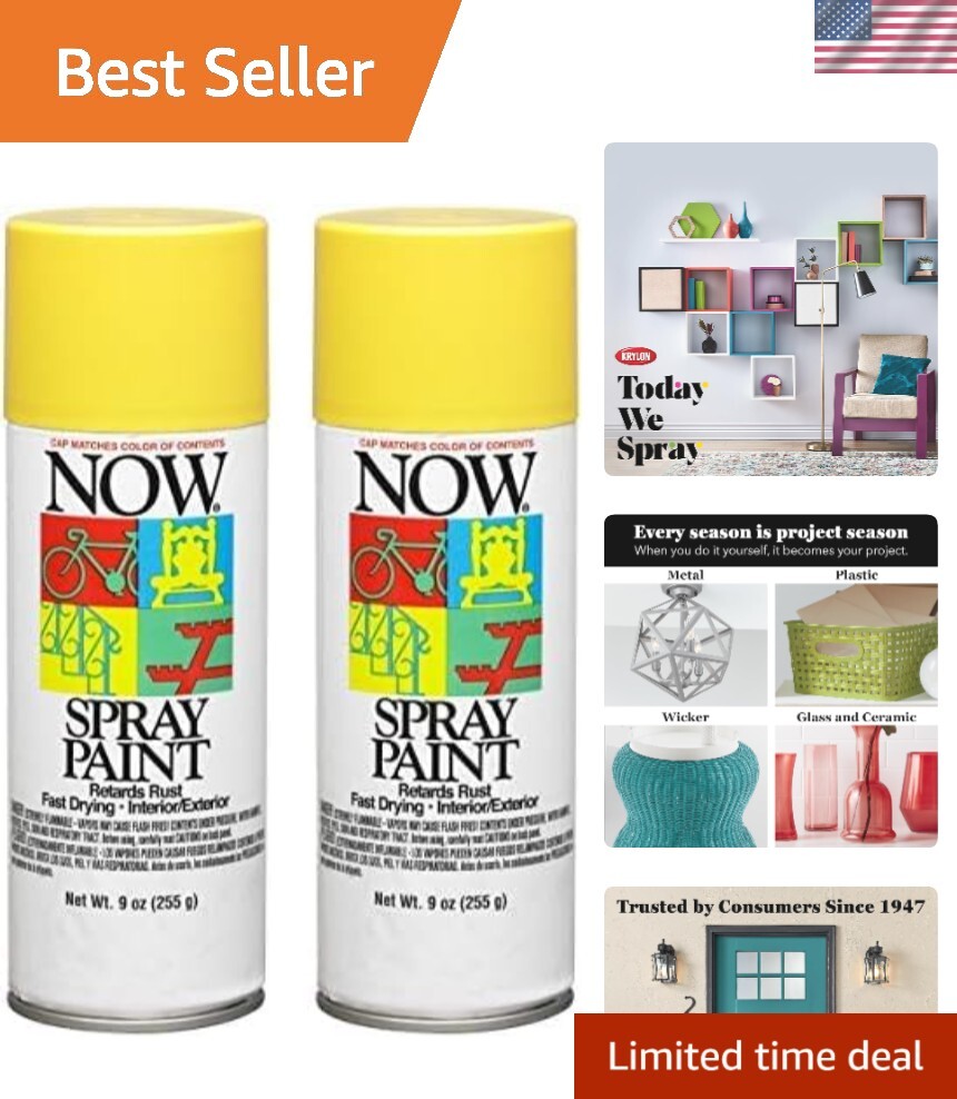 9 Oz Sunshine Yellow Spray Paint – Rust Resistant, Ideal for Multiple Surfaces