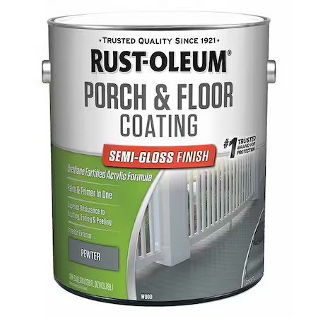 Rust-Oleum 320420 1 Gal Floor Coating, Semi-Gloss Finish, Pewter, Water Base