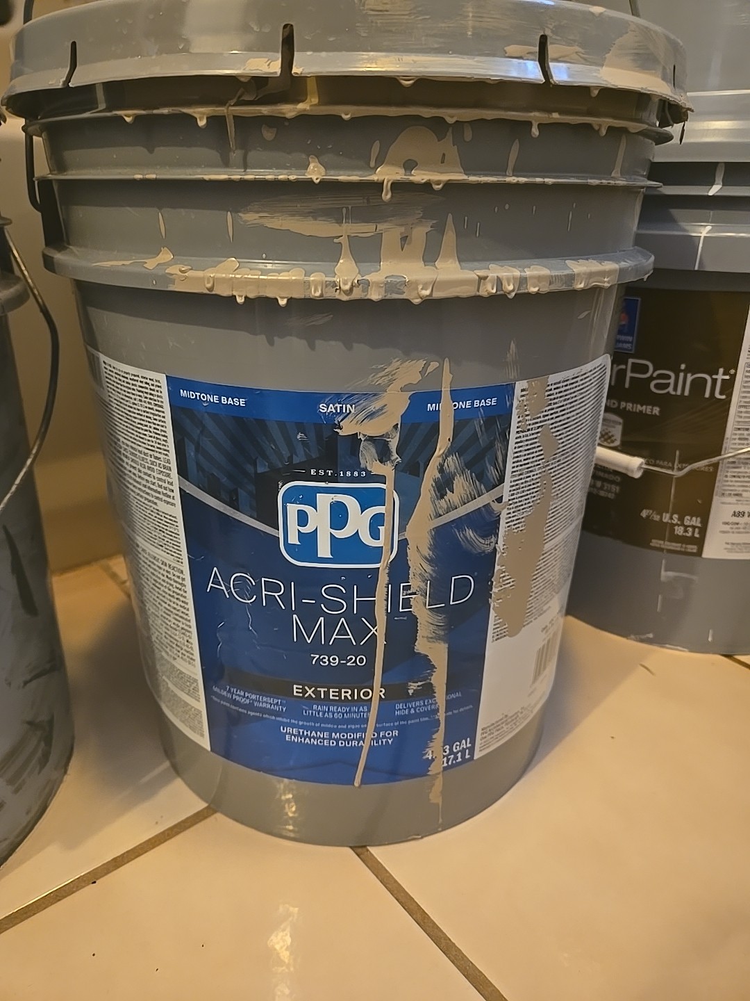 PPG 5 Gallon Acrishield Satin Midtone Base Ext Urethane Modified 90%+ Left