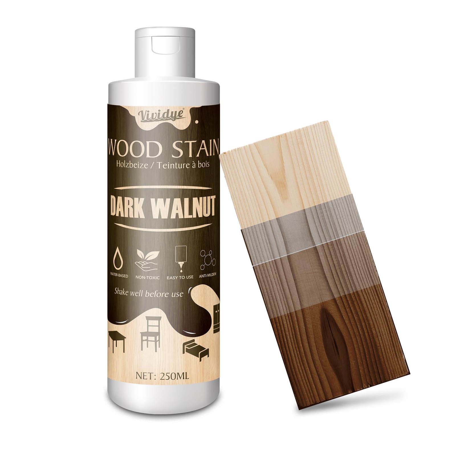 Wood Stain, 8.5oz/250ml Water Based Wood Stain for Indoor and Outdoor Furnitu…
