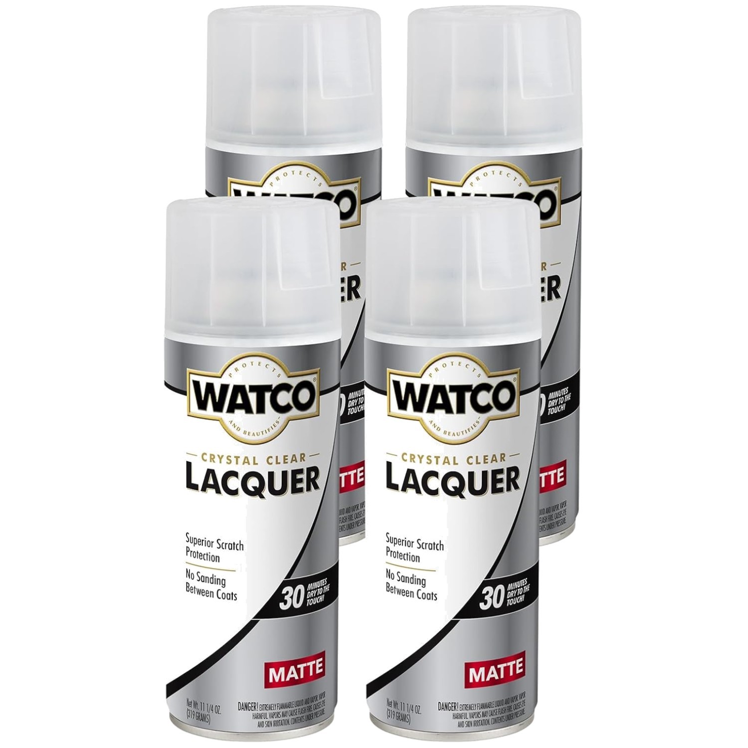 Crystal Clear Matte Lacquer Finish Spray (4 Pack)