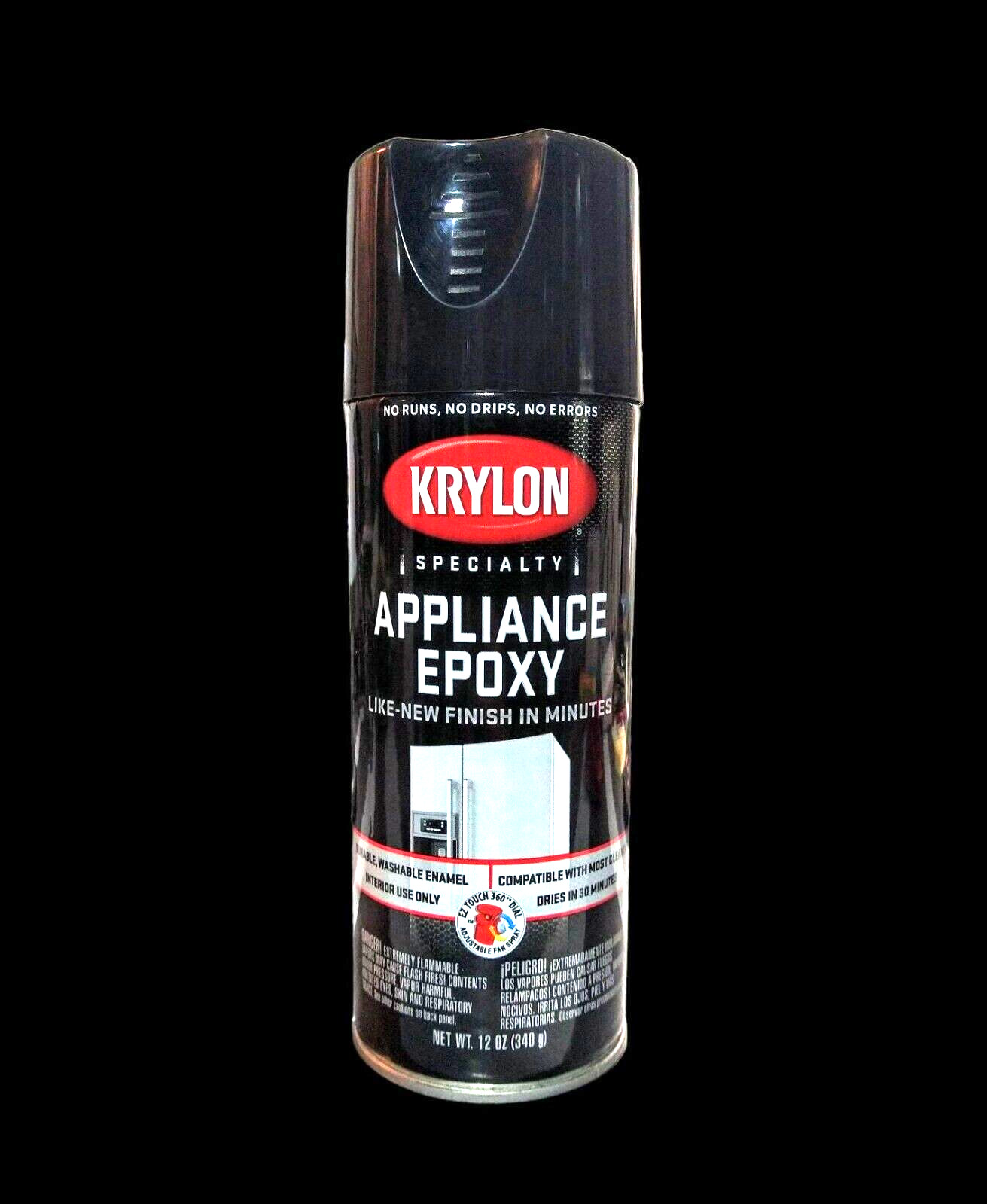 KRYLON BLACK 3206 ⚫ Specialty Appliance Epoxy – Durable Washable Enamel – 12 oz