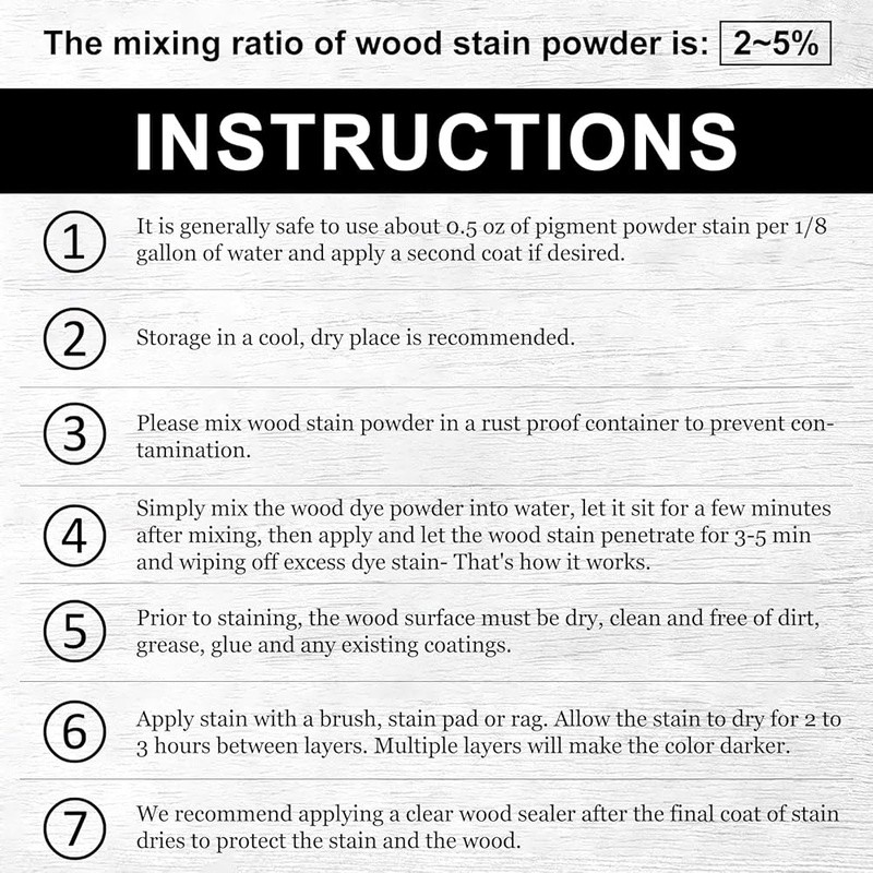 Wood Dye Powder Fast Drying Stain Indoor Outdoor Surfaces Non Toxic Easy Use