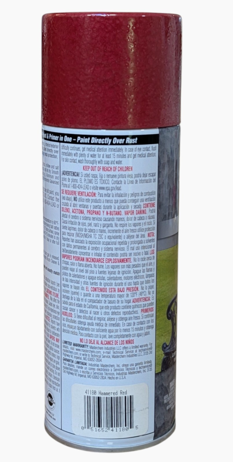 Hammerite Hammered Finish Rust Cap Paint & Primer In One 41180 Hammered Red 12Oz