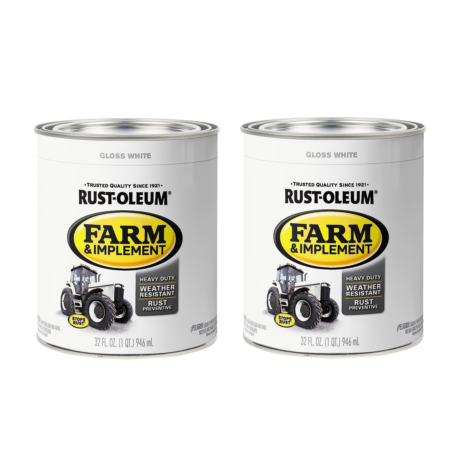 Rust Oleum Farm Implement Paint Quart Pack Of 2 Gloss White Weather Resistant