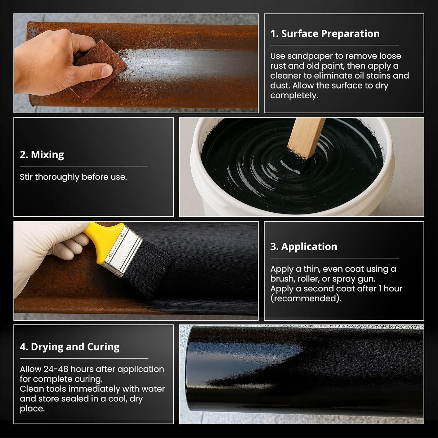Rust Prevention Paint for Metal Surfaces – Easy Application, 1 Gal Black