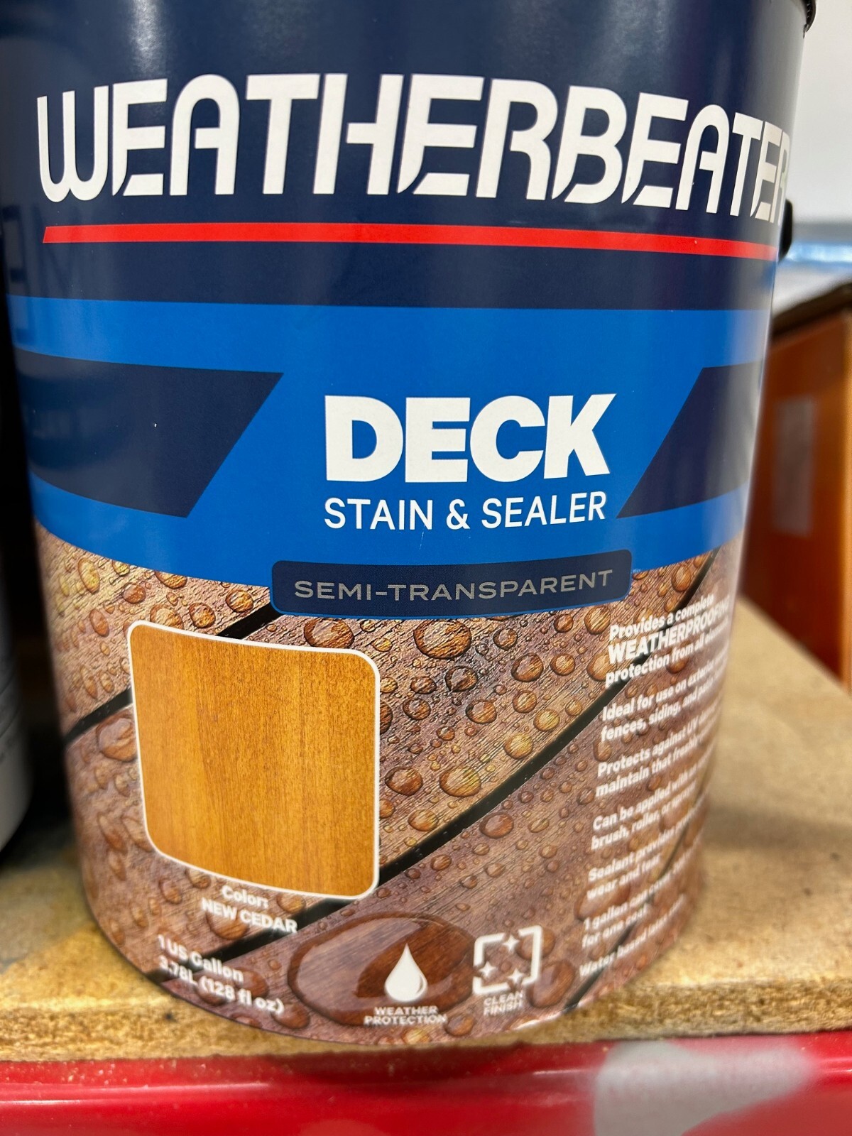 NEW WEATHERBEATER DECK STAIN & SEALER NEW CEDAR GALLON FREE SHIPPING