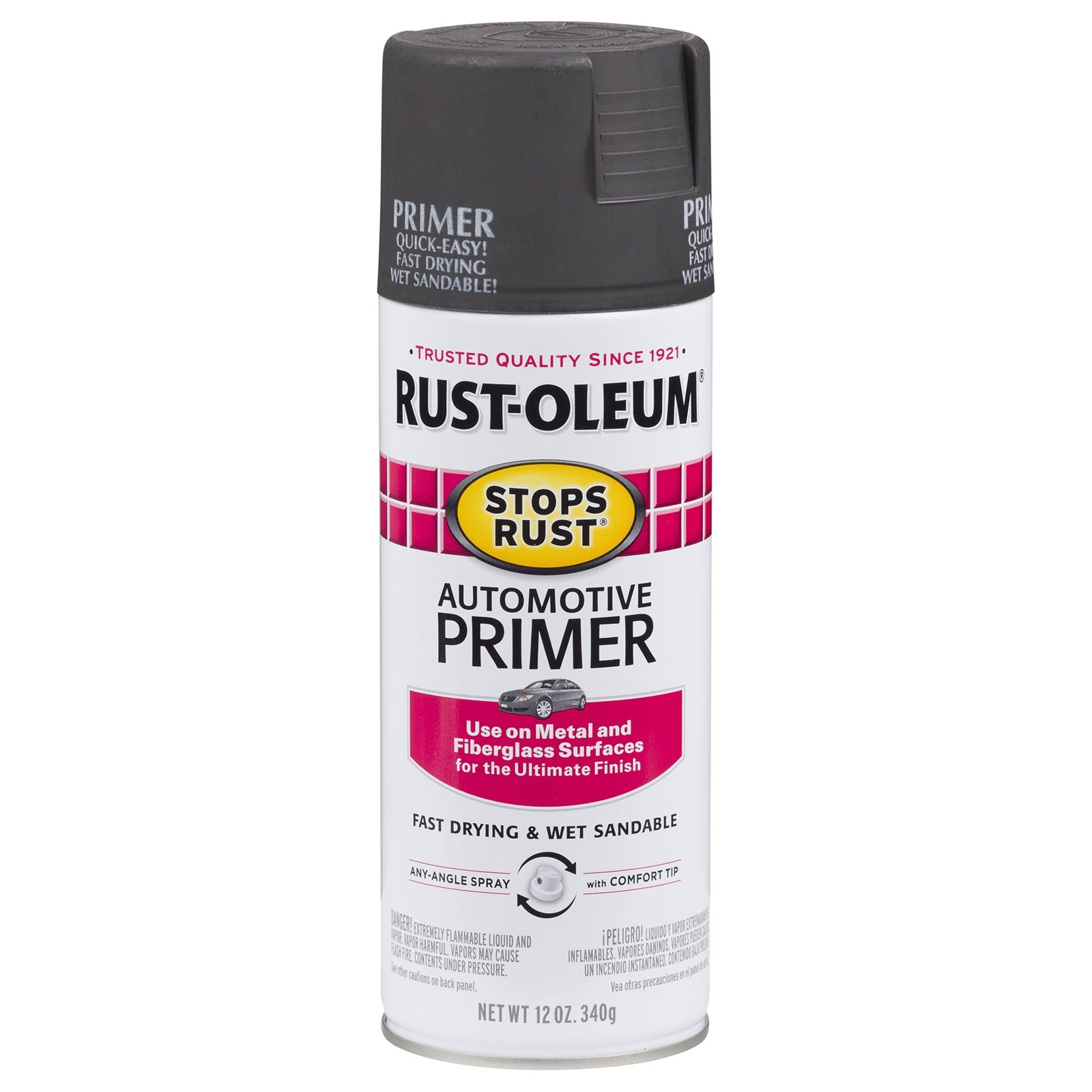 Light Gray Stops Rust Automotive Primer Flat Spray Paint-2081830 12 oz