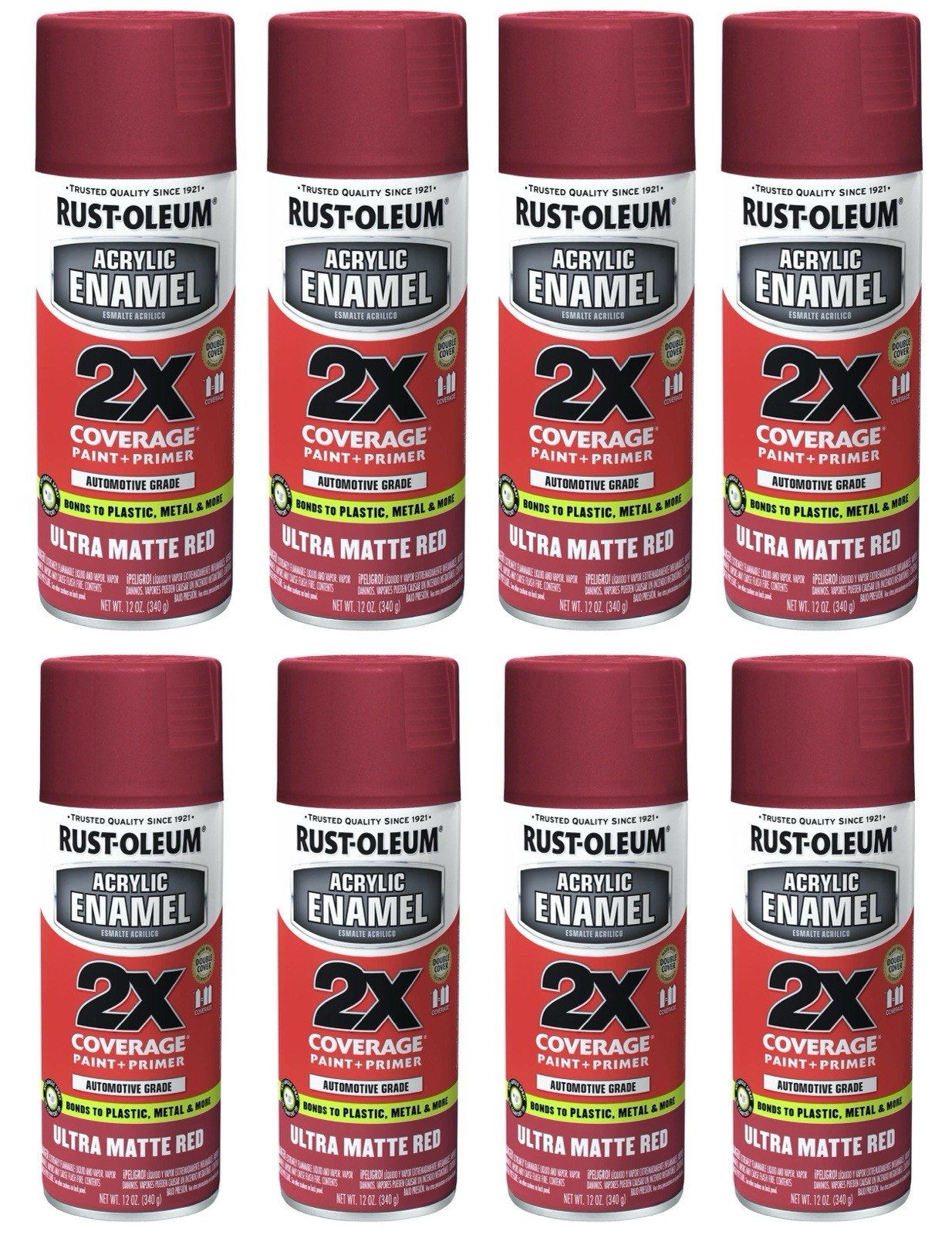 (8 Pk) Rust-Oleum 2X DOUBLE COVER Spray Paint Red Wood Metal Plastic HIGH GRADE