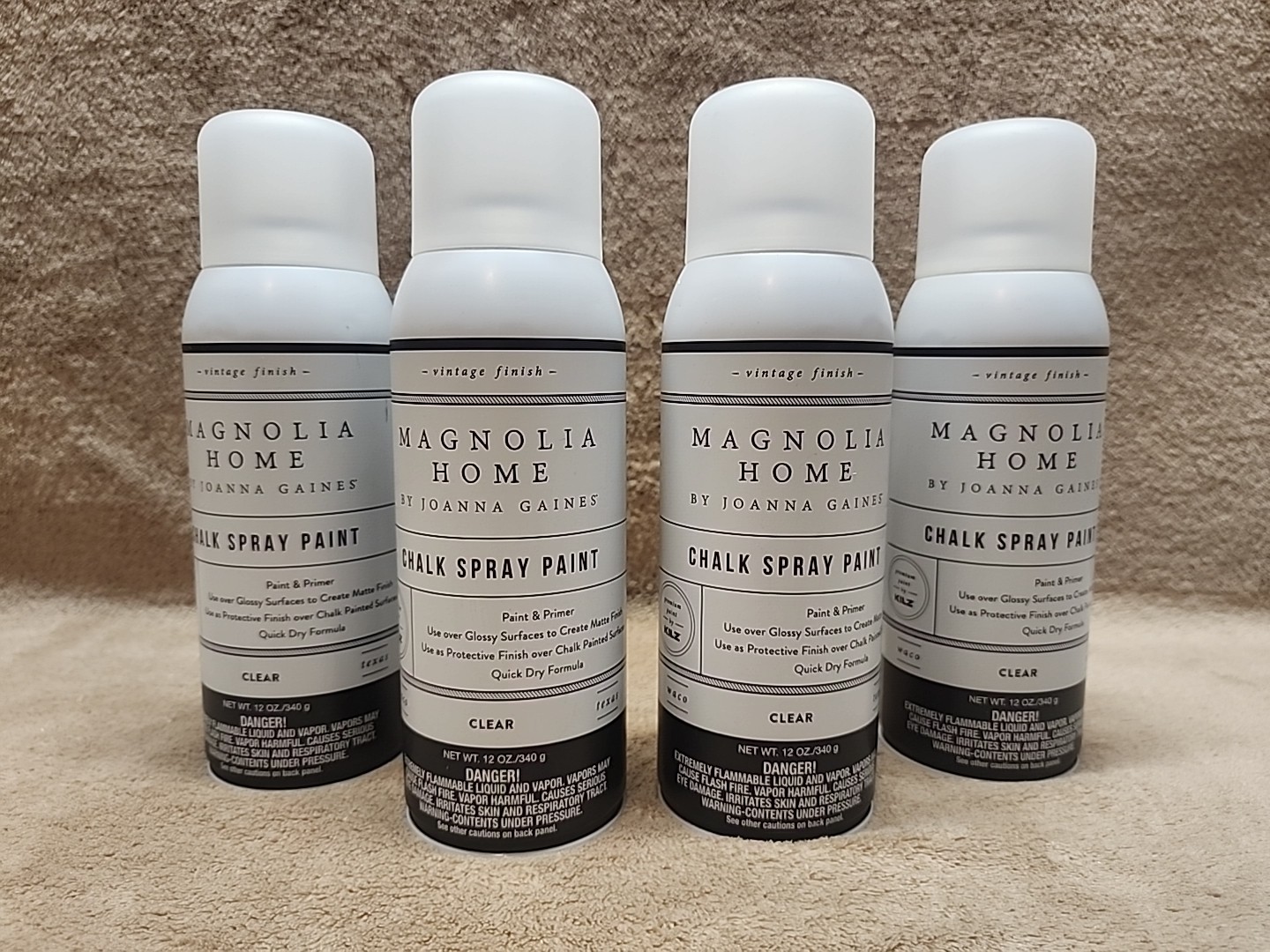 Lot of 4: Magnolia Home by Joanna Gaines Chalk Paint. 12 oz. cans. Color: Clear