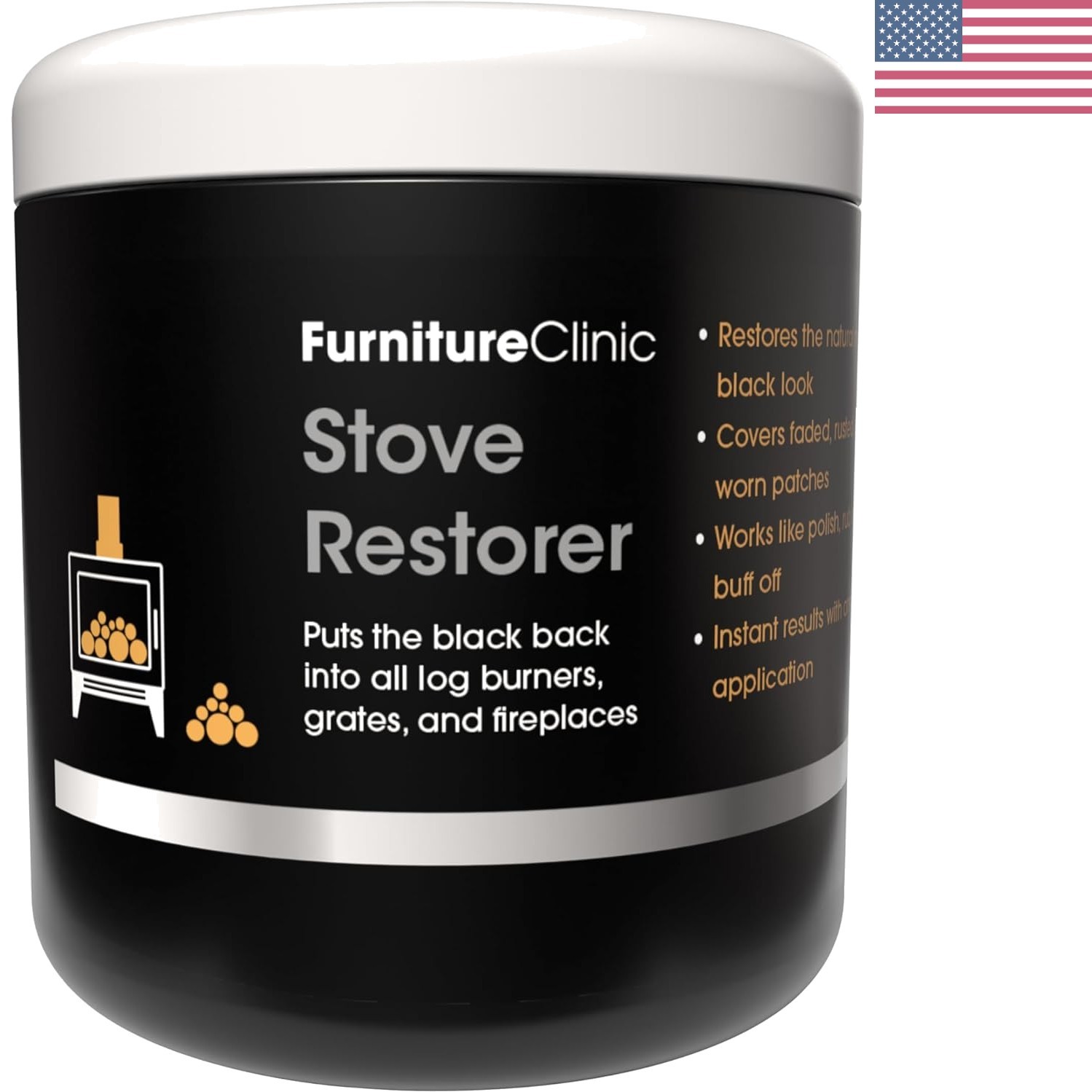 Restorative High Heat Black Paint for Cast Iron Stoves – 250ml Easy Application
