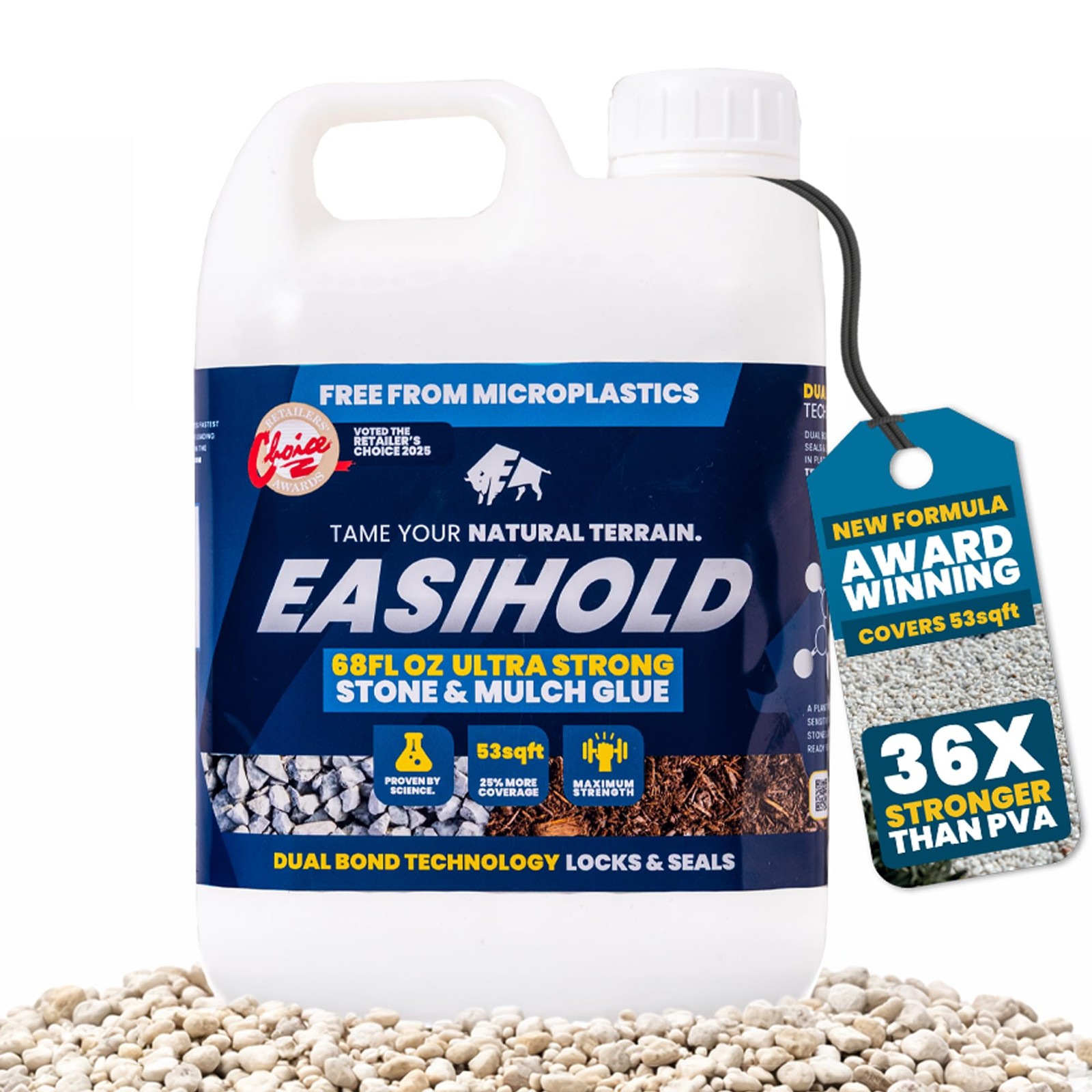 Easihold Rock Glue – Gravel Binder for Pea & 64oz, Clear/Transparent