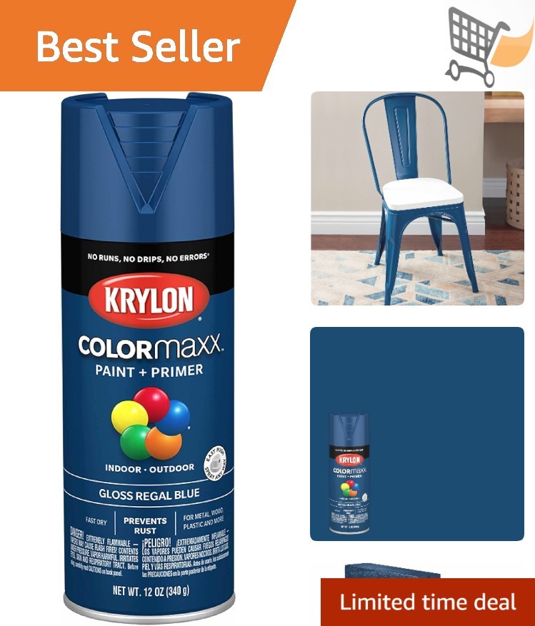 Spray Paint and Primer Acrylic 12oz Gloss Regal Blue Indoor Outdoor Rust