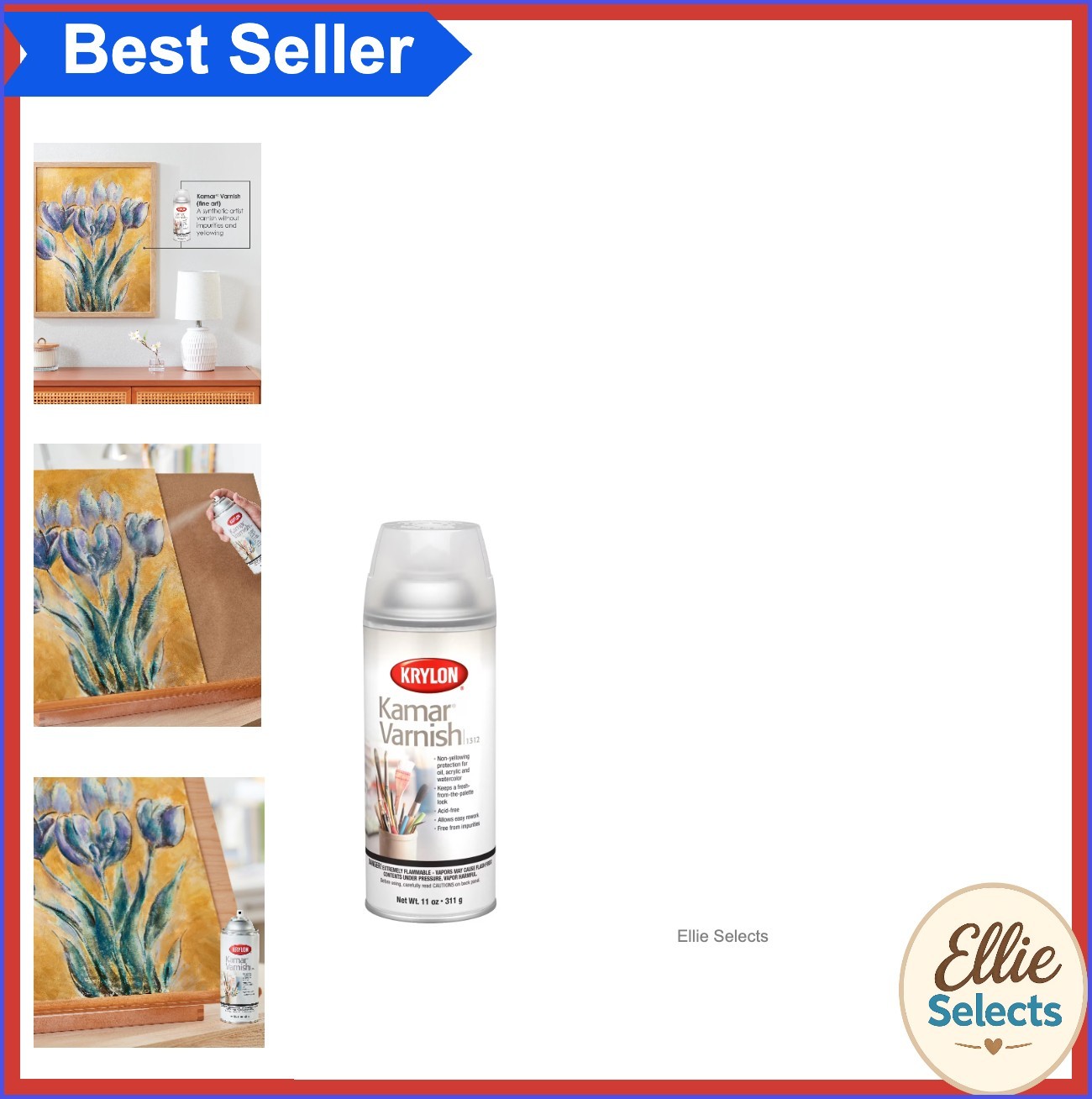 Clear Satin Varnish Spray 11 oz Protective Finish for Artwork Paintings Oil