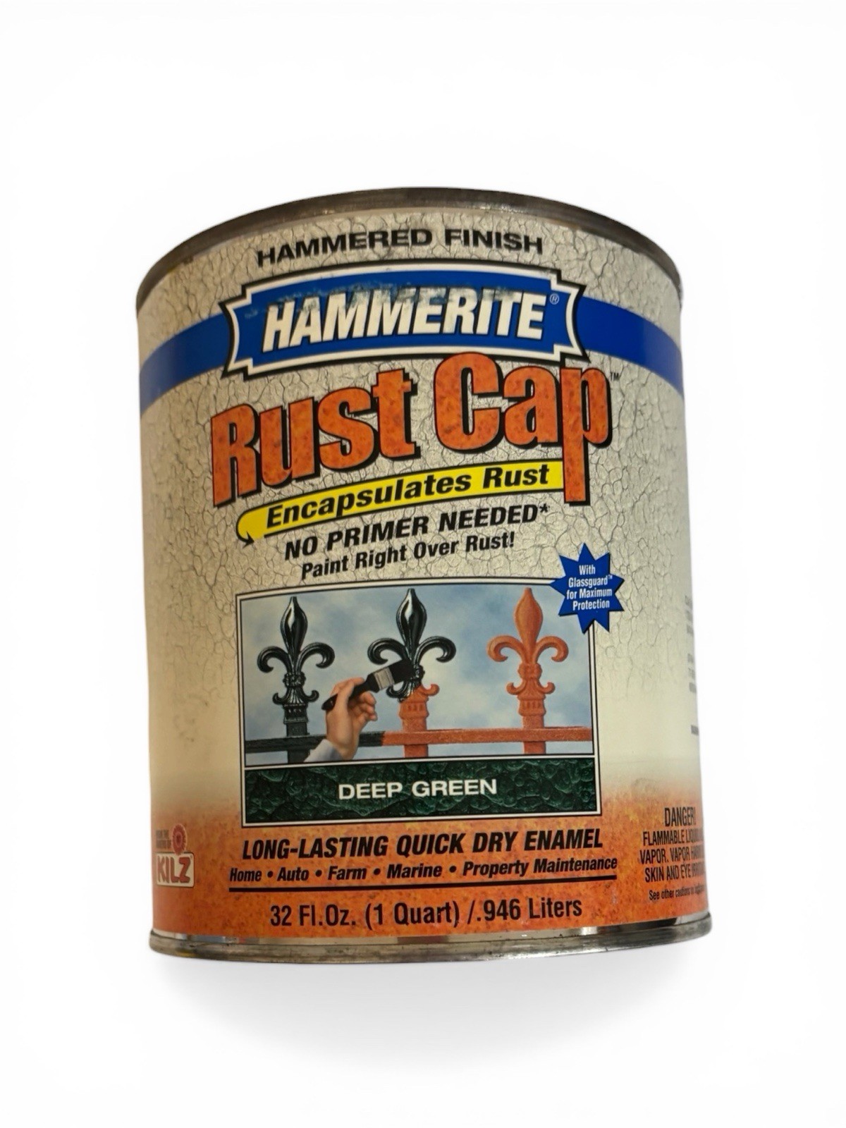 Hammerite Rust Cap Hammered Finish Deep Green 1 Quart