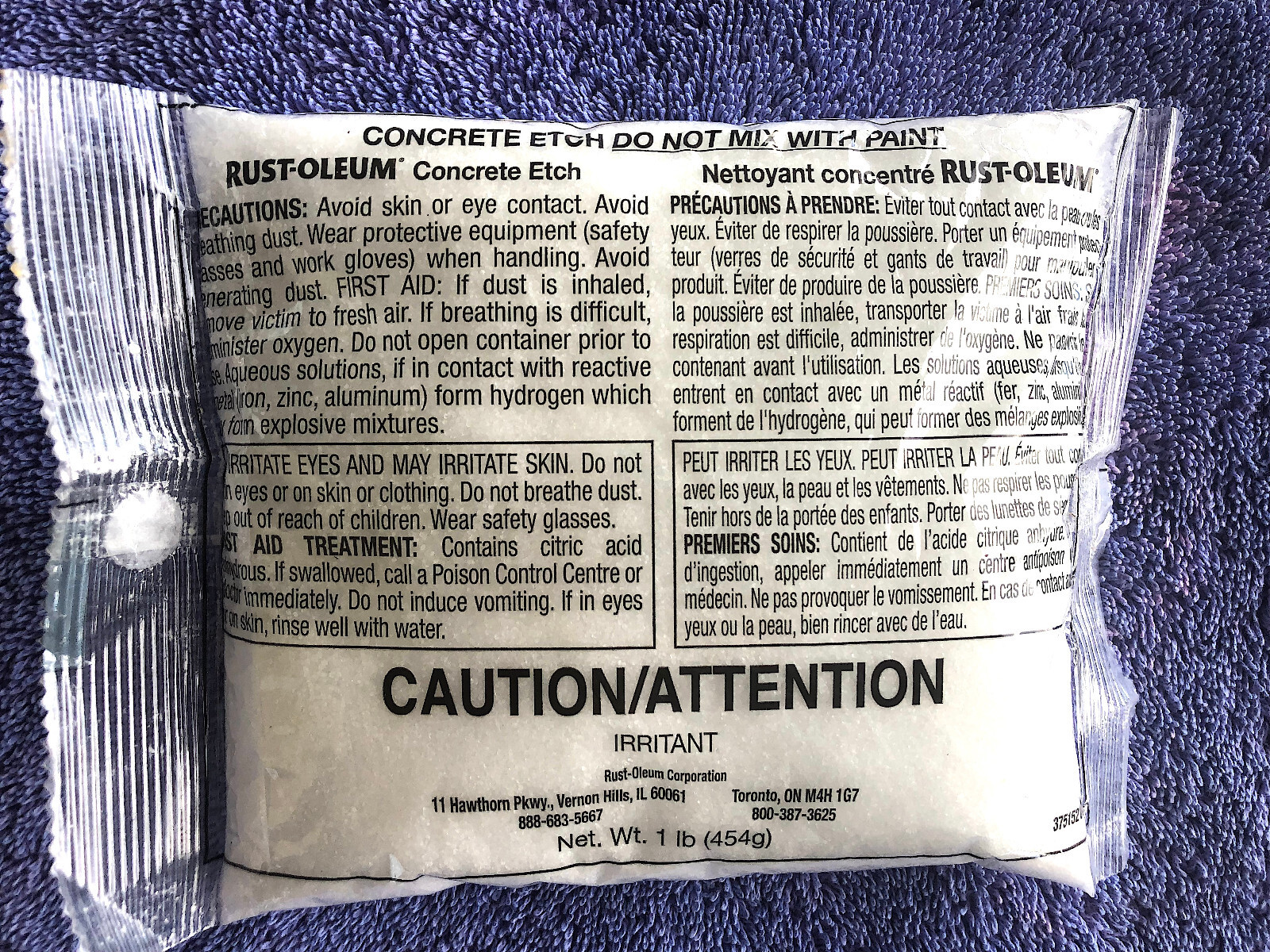 One Bag Rust-Oleum Concrete Etch for Concrete Floors before coating (1 Lb. Bag)