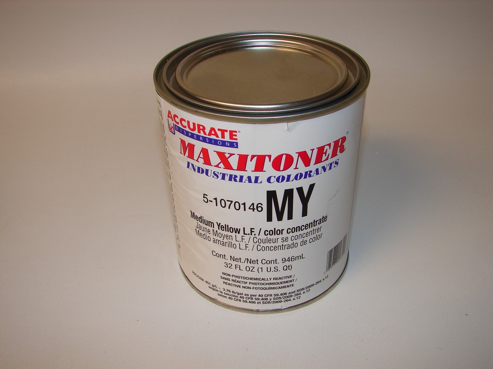 Accurate Dispersions Maxitoner Industrial Colorants Medium Yellow L.F. 5-1070146