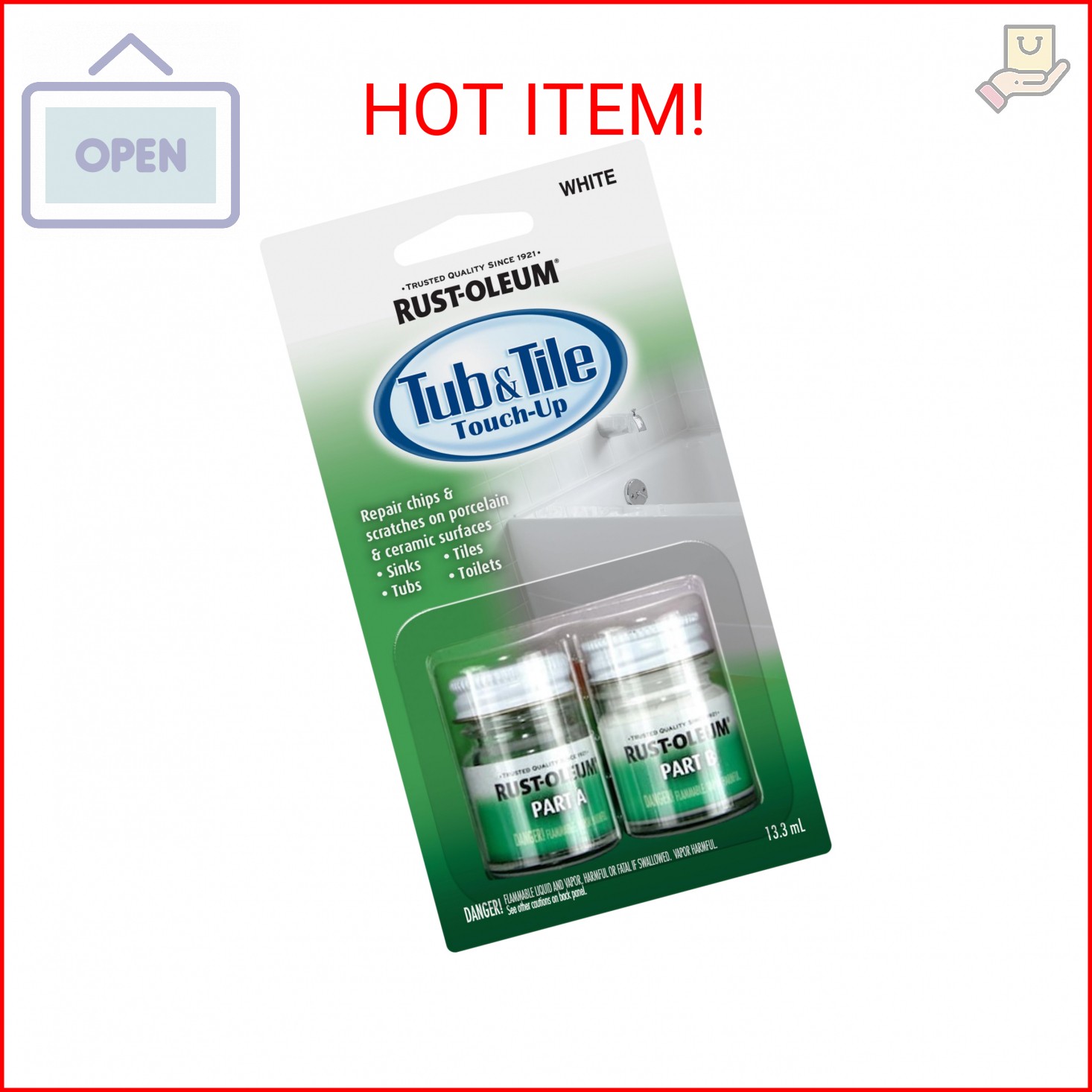 Rust-Oleum 244166 Tub And Tile 2-Part Touch Up Paint, White