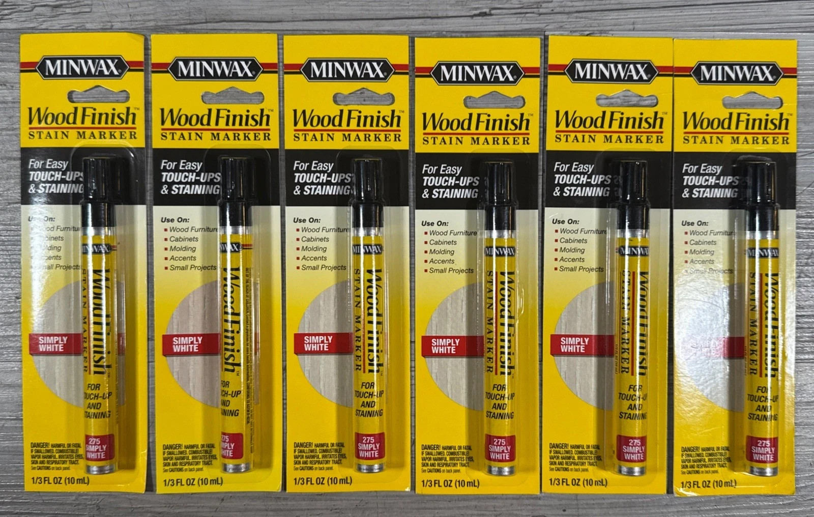 6 Pack Minwax Simply White Wood Finish Stain Marker Easy Touch Ups 10ml New