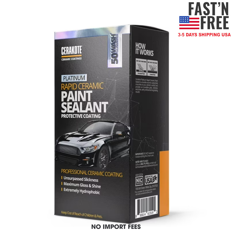 (2 pack) Cerakote Platinum Rapid Ceramic Paint Sealant Kit, High Gloss