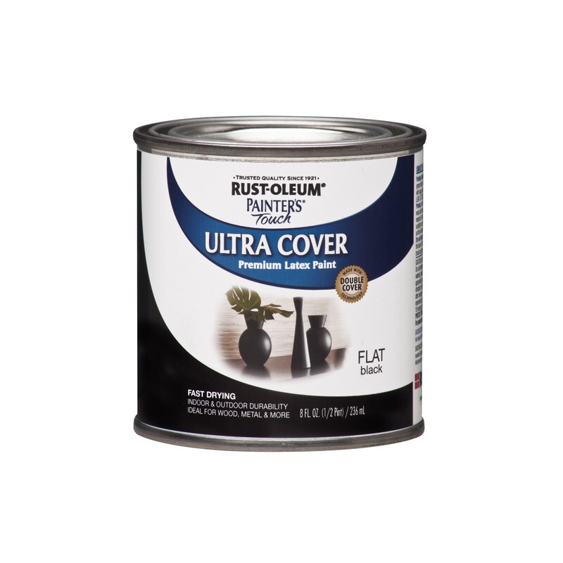 Rust-Oleum Painters Touch Ultra Cover Flat Black Premium Latex Paint 1/2 Pint
