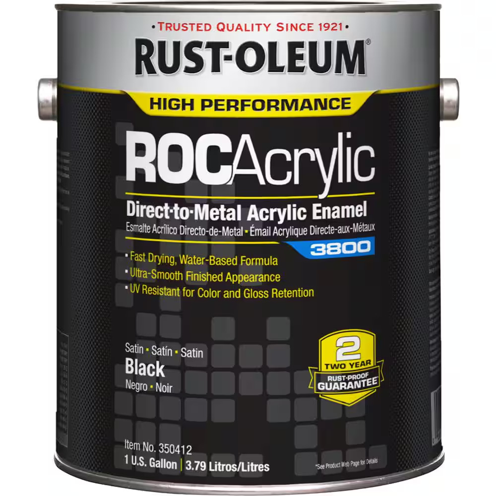 1 Gal. ROC Acrylic 3800 DTM OSHA Satin Black Interior/Exterior Enamel Paint (Cas