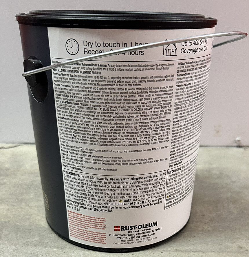 Rust-Oleum Studio Color Medium Tint Base Exterior Paint Primer Flat 1 Gallon